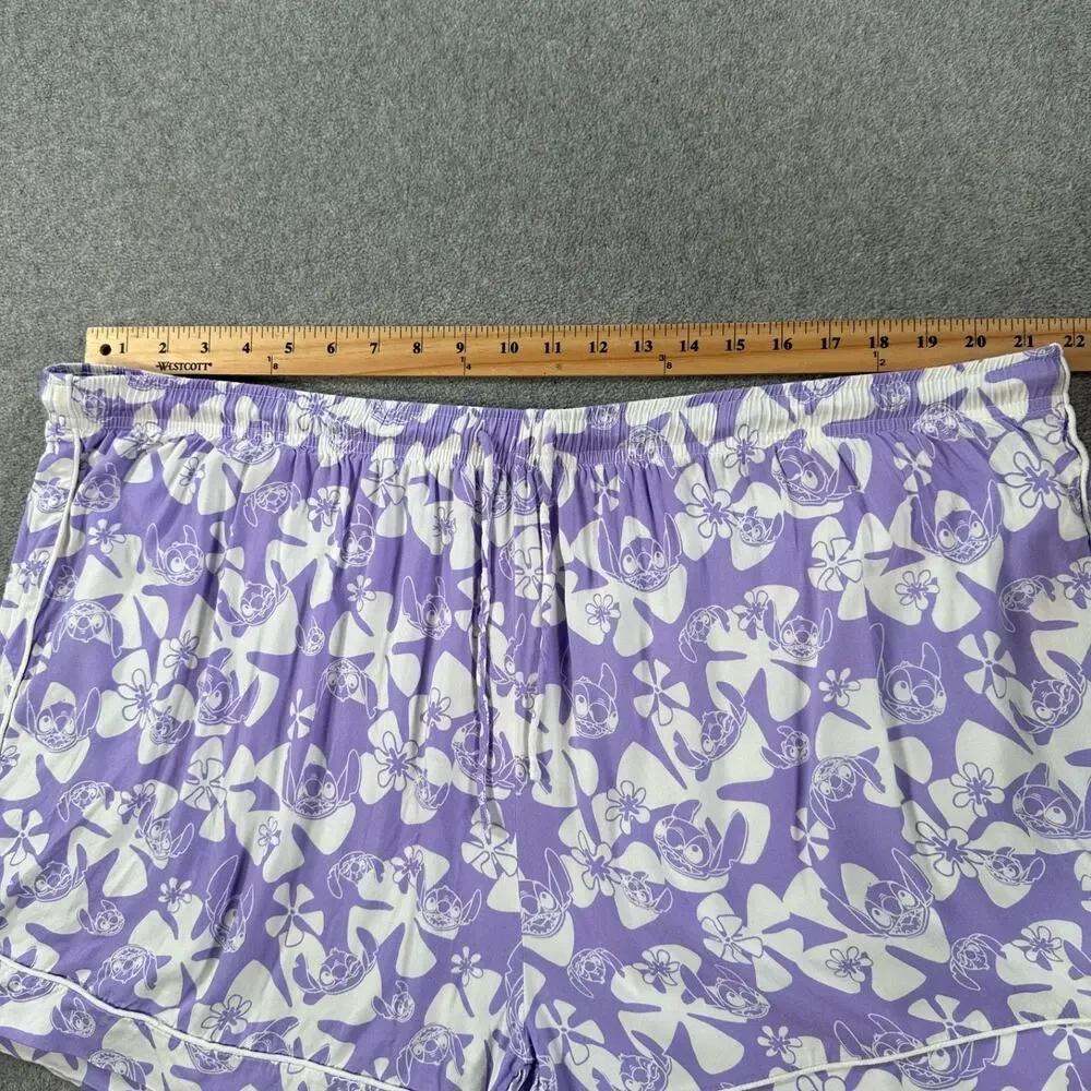 Disney Store Lilo & Stitch Pajama Shorts Lounge Women's 1X Purple/White Elastic